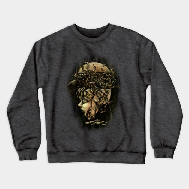 Beneath This Shell Crewneck Sweatshirt by angrymonk